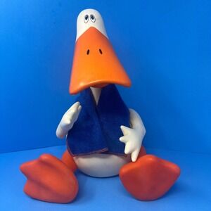 VTech Murduck Scrubba Ducky Bath Toy 1991 White Orange Jointed Vintage Toy